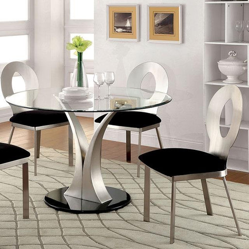 VALO Silver/Black Round Dining Table - Premium Dining Table from FOA East - Just $583.05! Shop now at Furniture Wholesale Plus  We are the best furniture store in Nashville, Hendersonville, Goodlettsville, Madison, Antioch, Mount Juliet, Lebanon, Gallatin, Springfield, Murfreesboro, Franklin, Brentwood