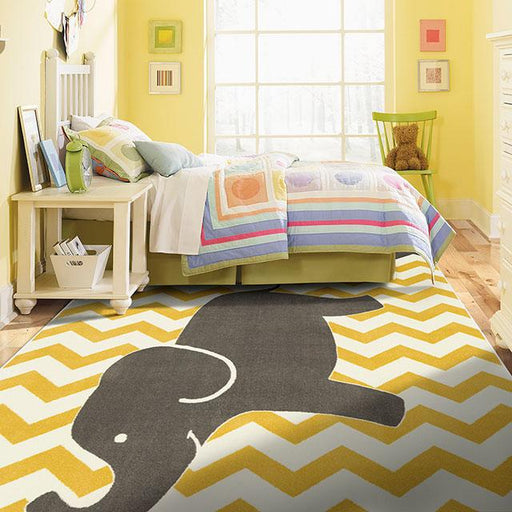 BARON 5' X 8', Area Rug, Elephant, Yellow/Gray - Premium Rug from FOA East - Just $202.80! Shop now at Furniture Wholesale Plus  We are the best furniture store in Nashville, Hendersonville, Goodlettsville, Madison, Antioch, Mount Juliet, Lebanon, Gallatin, Springfield, Murfreesboro, Franklin, Brentwood