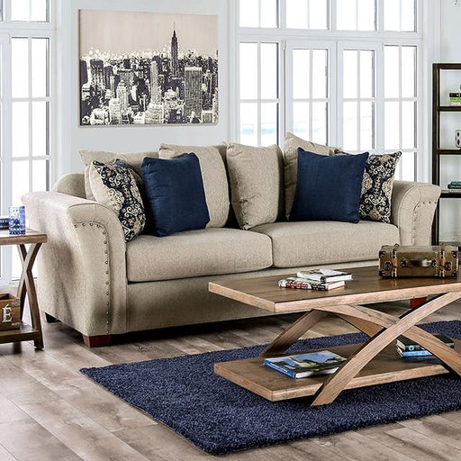 BELSIZE Sofa, Beige/Navy - Premium Sofa from FOA East - Just $1597.05! Shop now at Furniture Wholesale Plus  We are the best furniture store in Nashville, Hendersonville, Goodlettsville, Madison, Antioch, Mount Juliet, Lebanon, Gallatin, Springfield, Murfreesboro, Franklin, Brentwood