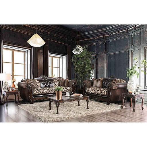 Quirino Light Brown/Dark Brown Love Seat - Premium Loveseat from FOA East - Just $1599! Shop now at Furniture Wholesale Plus  We are the best furniture store in Nashville, Hendersonville, Goodlettsville, Madison, Antioch, Mount Juliet, Lebanon, Gallatin, Springfield, Murfreesboro, Franklin, Brentwood