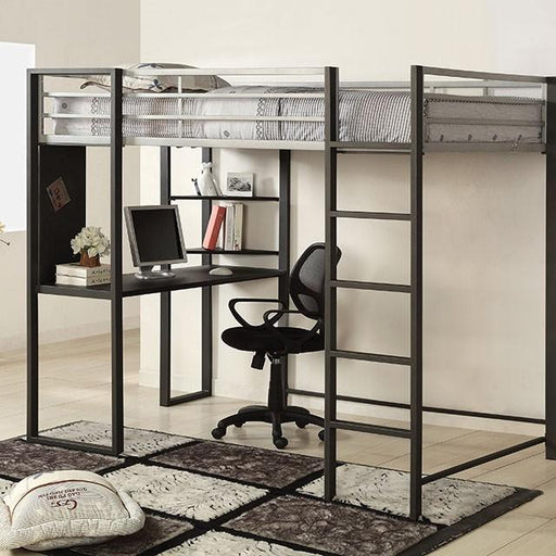 Sherman Silver/Gun Metal Full Bed w/ Workstation - Premium Bed from FOA East - Just $639.60! Shop now at Furniture Wholesale Plus  We are the best furniture store in Nashville, Hendersonville, Goodlettsville, Madison, Antioch, Mount Juliet, Lebanon, Gallatin, Springfield, Murfreesboro, Franklin, Brentwood