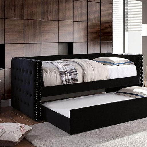 Susanna Black Daybed w/ Trundle, Black - Premium Daybed w/ Trundle from FOA East - Just $583.05! Shop now at Furniture Wholesale Plus  We are the best furniture store in Nashville, Hendersonville, Goodlettsville, Madison, Antioch, Mount Juliet, Lebanon, Gallatin, Springfield, Murfreesboro, Franklin, Brentwood