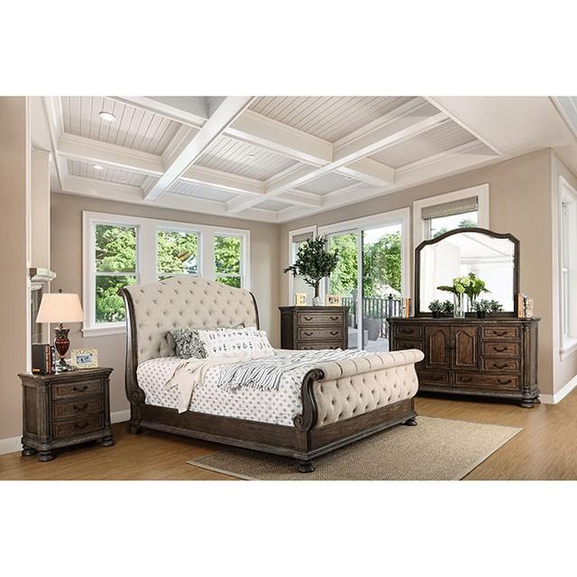 LYSANDRA Beige/Rustic Natural Tone Cal.King Bed - Premium Bed from FOA East - Just $1948.05! Shop now at Furniture Wholesale Plus  We are the best furniture store in Nashville, Hendersonville, Goodlettsville, Madison, Antioch, Mount Juliet, Lebanon, Gallatin, Springfield, Murfreesboro, Franklin, Brentwood