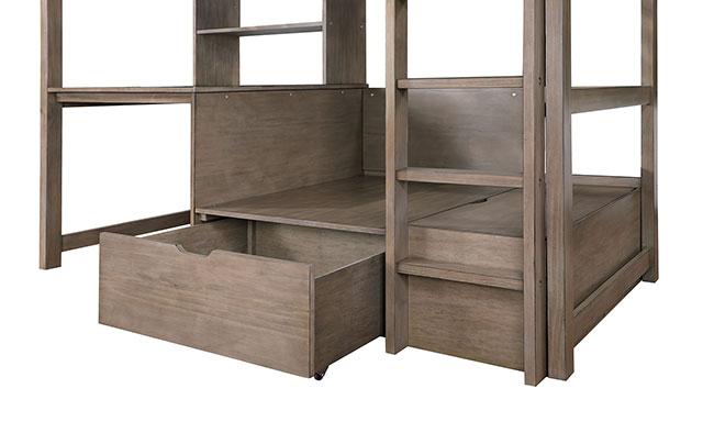 CALLISTUS Twin/Workstation Loft Bed, W. Gray - Premium Loft Bed from FOA East - Just $1168.05! Shop now at Furniture Wholesale Plus  We are the best furniture store in Nashville, Hendersonville, Goodlettsville, Madison, Antioch, Mount Juliet, Lebanon, Gallatin, Springfield, Murfreesboro, Franklin, Brentwood