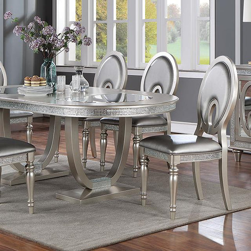 CATHALINA Oval Dining Table, Silver - Premium Dining Table from FOA East - Just $836.55! Shop now at Furniture Wholesale Plus  We are the best furniture store in Nashville, Hendersonville, Goodlettsville, Madison, Antioch, Mount Juliet, Lebanon, Gallatin, Springfield, Murfreesboro, Franklin, Brentwood