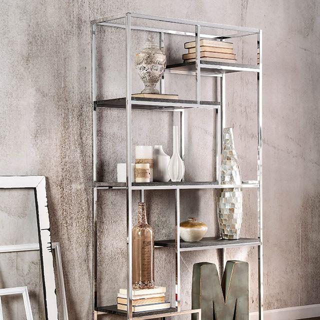 ELVIRA Chrome Display Shelf - Premium Bookcase from FOA East - Just $366.60! Shop now at Furniture Wholesale Plus  We are the best furniture store in Nashville, Hendersonville, Goodlettsville, Madison, Antioch, Mount Juliet, Lebanon, Gallatin, Springfield, Murfreesboro, Franklin, Brentwood