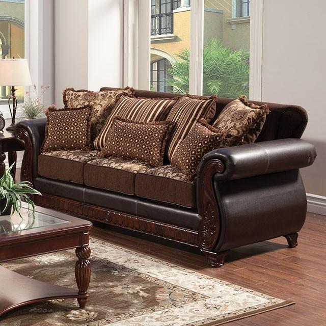 Franklin Dark Brown/Tan Sofa, Dark Brown - Premium Sofa from FOA East - Just $1519.05! Shop now at Furniture Wholesale Plus  We are the best furniture store in Nashville, Hendersonville, Goodlettsville, Madison, Antioch, Mount Juliet, Lebanon, Gallatin, Springfield, Murfreesboro, Franklin, Brentwood