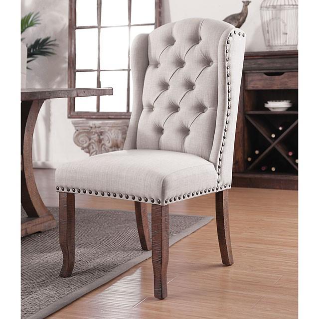 Gianna Rustic Pine/Ivory Wingback Chair (2/CTN) - Premium Dining Chair from FOA East - Just $409.50! Shop now at Furniture Wholesale Plus  We are the best furniture store in Nashville, Hendersonville, Goodlettsville, Madison, Antioch, Mount Juliet, Lebanon, Gallatin, Springfield, Murfreesboro, Franklin, Brentwood