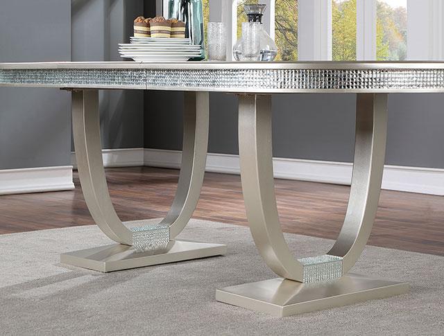 CATHALINA Oval Dining Table, Silver - Premium Dining Table from FOA East - Just $836.55! Shop now at Furniture Wholesale Plus  We are the best furniture store in Nashville, Hendersonville, Goodlettsville, Madison, Antioch, Mount Juliet, Lebanon, Gallatin, Springfield, Murfreesboro, Franklin, Brentwood