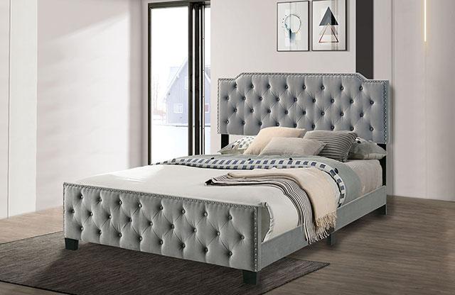 CHARLIZE Cal.King Bed, Gray - Premium Bed from FOA East - Just $366.60! Shop now at Furniture Wholesale Plus  We are the best furniture store in Nashville, Hendersonville, Goodlettsville, Madison, Antioch, Mount Juliet, Lebanon, Gallatin, Springfield, Murfreesboro, Franklin, Brentwood