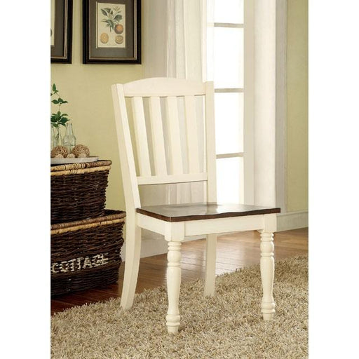 HARRISBURG Vintage White/Dark Oak Side Chair (2/CTN) - Premium Dining Chair from FOA East - Just $253.50! Shop now at Furniture Wholesale Plus  We are the best furniture store in Nashville, Hendersonville, Goodlettsville, Madison, Antioch, Mount Juliet, Lebanon, Gallatin, Springfield, Murfreesboro, Franklin, Brentwood