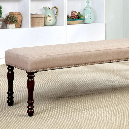 HOLCROFT Antique Cherry/Beige Bench - Premium Bench from FOA East - Just $189.15! Shop now at Furniture Wholesale Plus  We are the best furniture store in Nashville, Hendersonville, Goodlettsville, Madison, Antioch, Mount Juliet, Lebanon, Gallatin, Springfield, Murfreesboro, Franklin, Brentwood