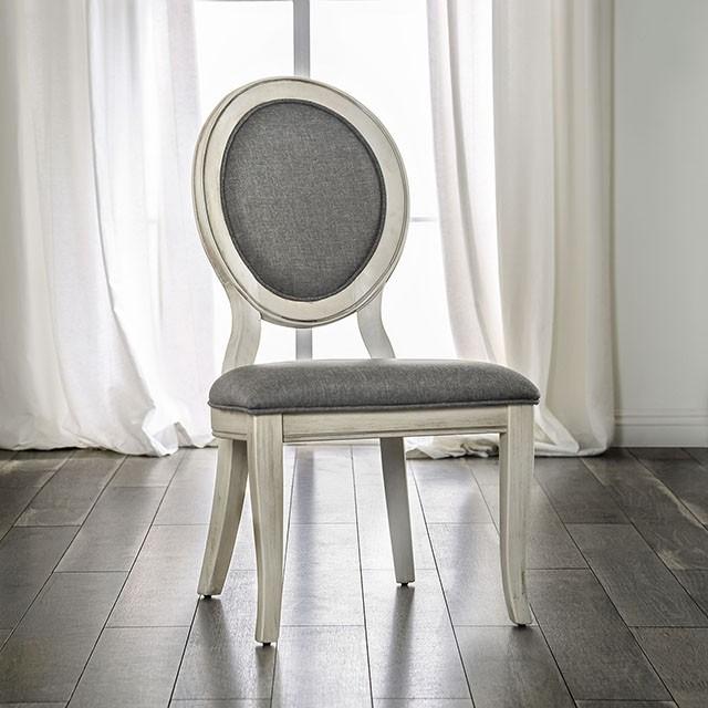 Kathryn Antique White/Gray Side Chair, Antique White (2/CTN) - Premium Dining Chair from FOA East - Just $390! Shop now at Furniture Wholesale Plus  We are the best furniture store in Nashville, Hendersonville, Goodlettsville, Madison, Antioch, Mount Juliet, Lebanon, Gallatin, Springfield, Murfreesboro, Franklin, Brentwood