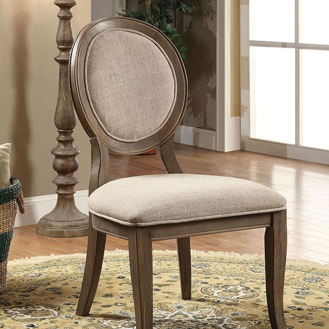 Kathryn Rustic Dark Oak/Beige Side Chair (2/CTN) - Premium Dining Chair from FOA East - Just $390! Shop now at Furniture Wholesale Plus  We are the best furniture store in Nashville, Hendersonville, Goodlettsville, Madison, Antioch, Mount Juliet, Lebanon, Gallatin, Springfield, Murfreesboro, Franklin, Brentwood