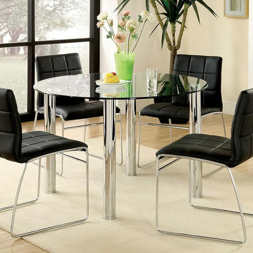 Kona I Chrome Round Dining Table - Premium Dining Table from FOA East - Just $232.05! Shop now at Furniture Wholesale Plus  We are the best furniture store in Nashville, Hendersonville, Goodlettsville, Madison, Antioch, Mount Juliet, Lebanon, Gallatin, Springfield, Murfreesboro, Franklin, Brentwood