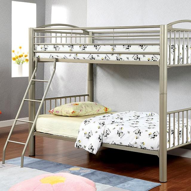 Lovia Metallic Gold Twin/Twin Bunk Bed - Premium Bunk Bed from FOA East - Just $563.55! Shop now at Furniture Wholesale Plus  We are the best furniture store in Nashville, Hendersonville, Goodlettsville, Madison, Antioch, Mount Juliet, Lebanon, Gallatin, Springfield, Murfreesboro, Franklin, Brentwood