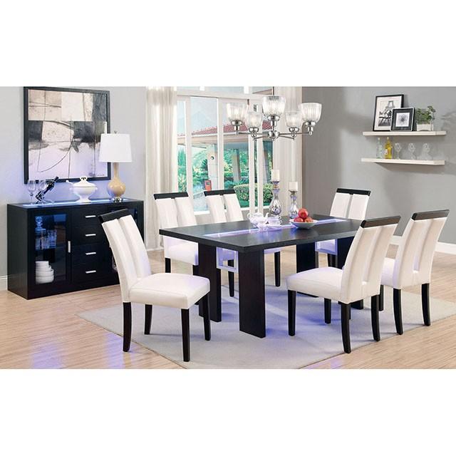 Luminar Black Glass-Insert Dining Table - Premium Dining Table from FOA East - Just $641.55! Shop now at Furniture Wholesale Plus  We are the best furniture store in Nashville, Hendersonville, Goodlettsville, Madison, Antioch, Mount Juliet, Lebanon, Gallatin, Springfield, Murfreesboro, Franklin, Brentwood