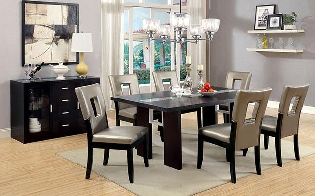 Luminar Black Glass-Insert Dining Table - Premium Dining Table from FOA East - Just $641.55! Shop now at Furniture Wholesale Plus  We are the best furniture store in Nashville, Hendersonville, Goodlettsville, Madison, Antioch, Mount Juliet, Lebanon, Gallatin, Springfield, Murfreesboro, Franklin, Brentwood