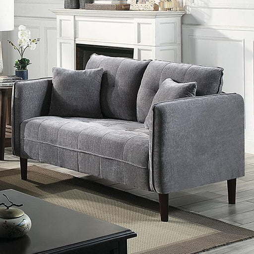 LYNDA Loveseat w/ Pillows, Dark Gray - Premium Loveseat from FOA East - Just $448.50! Shop now at Furniture Wholesale Plus  We are the best furniture store in Nashville, Hendersonville, Goodlettsville, Madison, Antioch, Mount Juliet, Lebanon, Gallatin, Springfield, Murfreesboro, Franklin, Brentwood