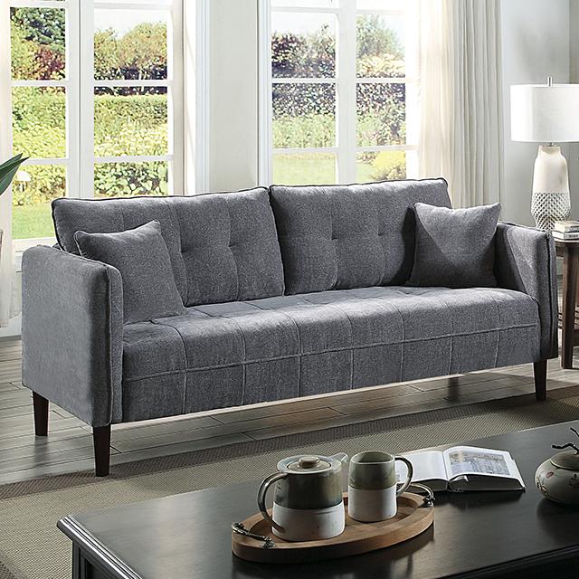 LYNDA Sofa w/ Pillows, Dark Gray - Premium Sofa from FOA East - Just $524.55! Shop now at Furniture Wholesale Plus  We are the best furniture store in Nashville, Hendersonville, Goodlettsville, Madison, Antioch, Mount Juliet, Lebanon, Gallatin, Springfield, Murfreesboro, Franklin, Brentwood