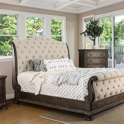 LYSANDRA Beige/Rustic Natural Tone Cal.King Bed - Premium Bed from FOA East - Just $1948.05! Shop now at Furniture Wholesale Plus  We are the best furniture store in Nashville, Hendersonville, Goodlettsville, Madison, Antioch, Mount Juliet, Lebanon, Gallatin, Springfield, Murfreesboro, Franklin, Brentwood