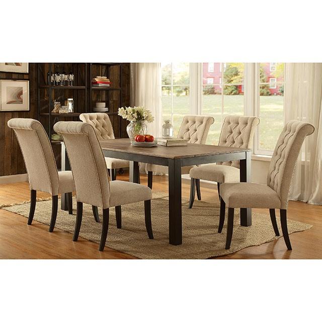 Mashall Beige/Antique Black Side Chair, Ivory (2/CTN) - Premium Dining Chair from FOA East - Just $292.50! Shop now at Furniture Wholesale Plus  We are the best furniture store in Nashville, Hendersonville, Goodlettsville, Madison, Antioch, Mount Juliet, Lebanon, Gallatin, Springfield, Murfreesboro, Franklin, Brentwood