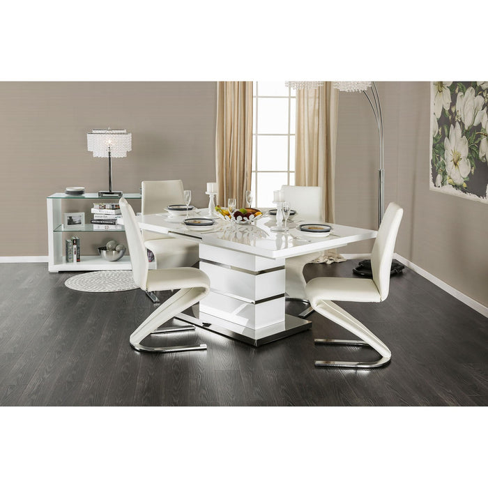 Midvale White/Chrome Dining Table - Premium Dining Table from FOA East - Just $1090.05! Shop now at Furniture Wholesale Plus  We are the best furniture store in Nashville, Hendersonville, Goodlettsville, Madison, Antioch, Mount Juliet, Lebanon, Gallatin, Springfield, Murfreesboro, Franklin, Brentwood