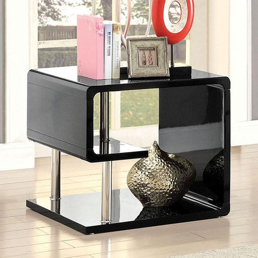 Ninove Black/Chrome End Table - Premium End Table from FOA East - Just $271.05! Shop now at Furniture Wholesale Plus  We are the best furniture store in Nashville, Hendersonville, Goodlettsville, Madison, Antioch, Mount Juliet, Lebanon, Gallatin, Springfield, Murfreesboro, Franklin, Brentwood