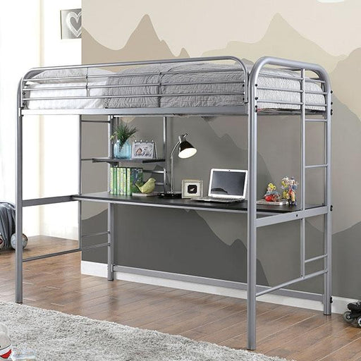 Opal Iii Silver Twin Loft Bed - Premium Bed from FOA East - Just $485.55! Shop now at Furniture Wholesale Plus  We are the best furniture store in Nashville, Hendersonville, Goodlettsville, Madison, Antioch, Mount Juliet, Lebanon, Gallatin, Springfield, Murfreesboro, Franklin, Brentwood