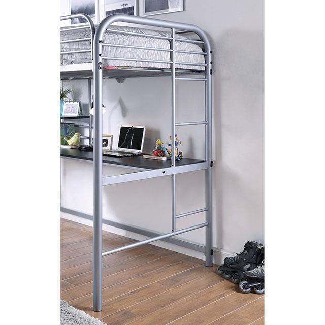 Opal Iii Silver Twin Loft Bed - Premium Bed from FOA East - Just $485.55! Shop now at Furniture Wholesale Plus  We are the best furniture store in Nashville, Hendersonville, Goodlettsville, Madison, Antioch, Mount Juliet, Lebanon, Gallatin, Springfield, Murfreesboro, Franklin, Brentwood