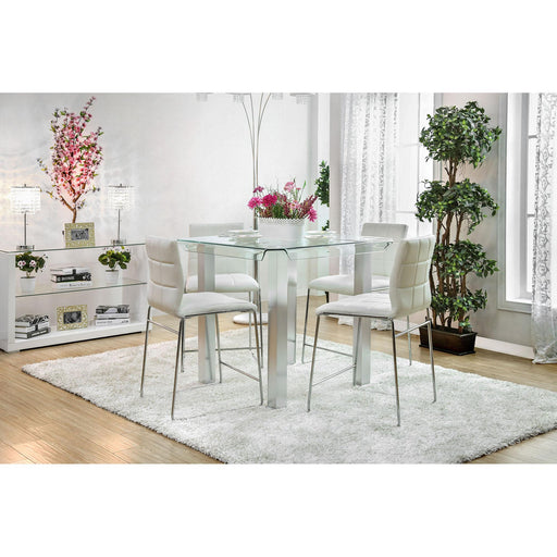 Richfield II Silver/Chrome Counter Ht. Table - Premium Dining Table from FOA East - Just $466.05! Shop now at Furniture Wholesale Plus  We are the best furniture store in Nashville, Hendersonville, Goodlettsville, Madison, Antioch, Mount Juliet, Lebanon, Gallatin, Springfield, Murfreesboro, Franklin, Brentwood