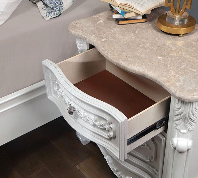 ROSALIND Night Stand, Pearl White - Premium Nightstand from FOA East - Just $491.40! Shop now at Furniture Wholesale Plus  We are the best furniture store in Nashville, Hendersonville, Goodlettsville, Madison, Antioch, Mount Juliet, Lebanon, Gallatin, Springfield, Murfreesboro, Franklin, Brentwood