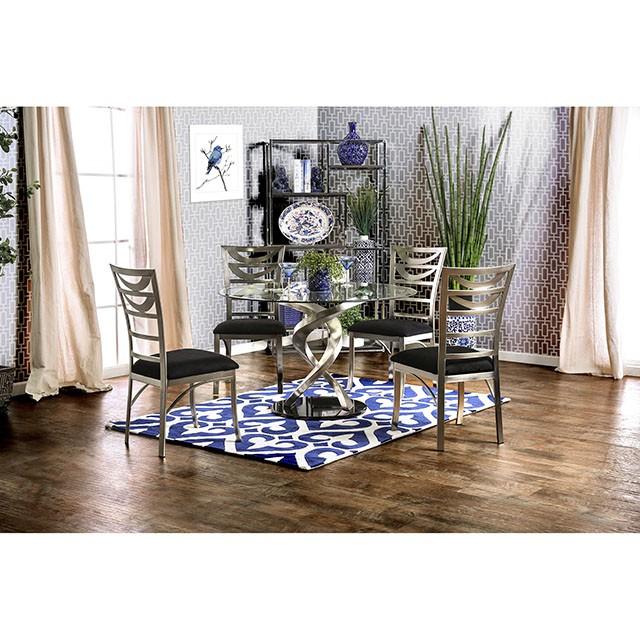 ROXO Silver/Black Round Dining Table - Premium Dining Table from FOA East - Just $856.05! Shop now at Furniture Wholesale Plus  We are the best furniture store in Nashville, Hendersonville, Goodlettsville, Madison, Antioch, Mount Juliet, Lebanon, Gallatin, Springfield, Murfreesboro, Franklin, Brentwood