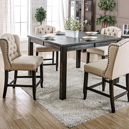 SANIA III Antique Black, Ivory Sq Counter Ht. Table - Premium Dining Room Set from FOA East - Just $485.55! Shop now at Furniture Wholesale Plus  We are the best furniture store in Nashville, Hendersonville, Goodlettsville, Madison, Antioch, Mount Juliet, Lebanon, Gallatin, Springfield, Murfreesboro, Franklin, Brentwood