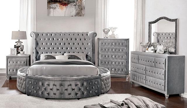 SANSOM E.King Bed, Gray - Premium Bed from FOA East - Just $1324.05! Shop now at Furniture Wholesale Plus  We are the best furniture store in Nashville, Hendersonville, Goodlettsville, Madison, Antioch, Mount Juliet, Lebanon, Gallatin, Springfield, Murfreesboro, Franklin, Brentwood