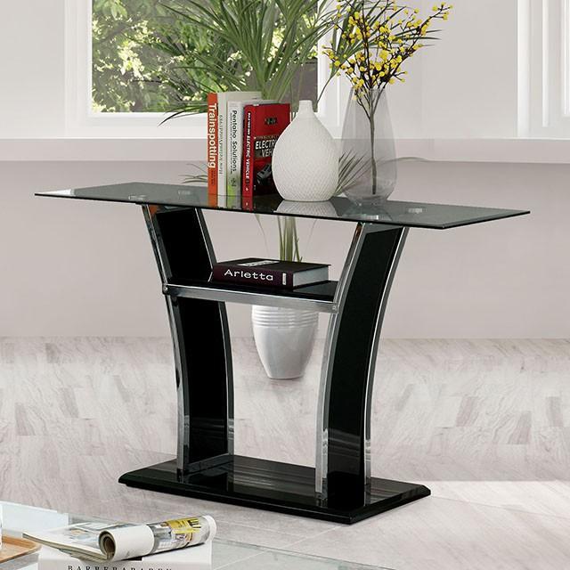 Staten Glossy Black/Chrome Sofa Table - Premium Sofa Table from FOA East - Just $290.55! Shop now at Furniture Wholesale Plus  We are the best furniture store in Nashville, Hendersonville, Goodlettsville, Madison, Antioch, Mount Juliet, Lebanon, Gallatin, Springfield, Murfreesboro, Franklin, Brentwood