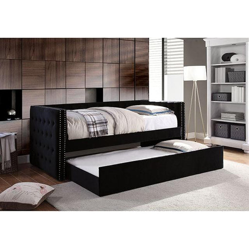 Susanna Black Daybed w/ Trundle, Black - Premium Daybed w/ Trundle from FOA East - Just $583.05! Shop now at Furniture Wholesale Plus  We are the best furniture store in Nashville, Hendersonville, Goodlettsville, Madison, Antioch, Mount Juliet, Lebanon, Gallatin, Springfield, Murfreesboro, Franklin, Brentwood