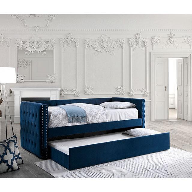 Susanna Navy Daybed w/ Trundle, Navy - Premium Daybed w/ Trundle from FOA East - Just $583.05! Shop now at Furniture Wholesale Plus  We are the best furniture store in Nashville, Hendersonville, Goodlettsville, Madison, Antioch, Mount Juliet, Lebanon, Gallatin, Springfield, Murfreesboro, Franklin, Brentwood