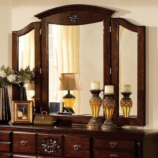 Tuscan II Glossy Dark Pine Tri-Fold Mirror - Premium Mirror from FOA East - Just $117! Shop now at Furniture Wholesale Plus  We are the best furniture store in Nashville, Hendersonville, Goodlettsville, Madison, Antioch, Mount Juliet, Lebanon, Gallatin, Springfield, Murfreesboro, Franklin, Brentwood