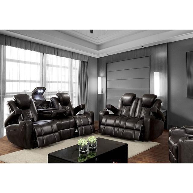 ZAURAK Dark Gray Sofa w/ 2 Recliners - Premium Sofa from FOA East - Just $2373.15! Shop now at Furniture Wholesale Plus  We are the best furniture store in Nashville, Hendersonville, Goodlettsville, Madison, Antioch, Mount Juliet, Lebanon, Gallatin, Springfield, Murfreesboro, Franklin, Brentwood