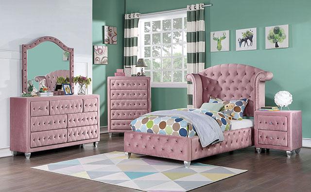 ZOHAR Twin Bed, Pink - Premium Bed from FOA East - Just $583.05! Shop now at Furniture Wholesale Plus  We are the best furniture store in Nashville, Hendersonville, Goodlettsville, Madison, Antioch, Mount Juliet, Lebanon, Gallatin, Springfield, Murfreesboro, Franklin, Brentwood