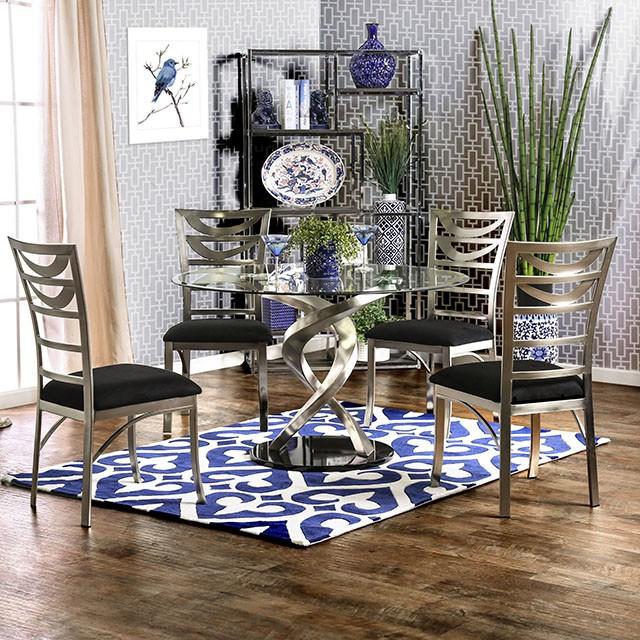 ROXO Silver/Black Round Dining Table - Premium Dining Table from FOA East - Just $856.05! Shop now at Furniture Wholesale Plus  We are the best furniture store in Nashville, Hendersonville, Goodlettsville, Madison, Antioch, Mount Juliet, Lebanon, Gallatin, Springfield, Murfreesboro, Franklin, Brentwood