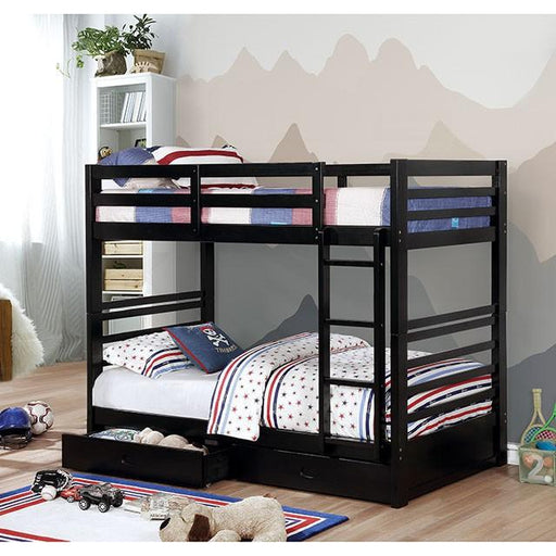 California Iv Black Twin/Twin Bunk Bed - Premium Bunk Bed from FOA East - Just $544.05! Shop now at Furniture Wholesale Plus  We are the best furniture store in Nashville, Hendersonville, Goodlettsville, Madison, Antioch, Mount Juliet, Lebanon, Gallatin, Springfield, Murfreesboro, Franklin, Brentwood