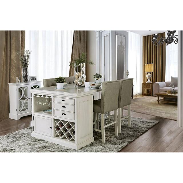 Sutton Antique White Counter Ht. Table - Premium Dining Table from FOA East - Just $914.55! Shop now at Furniture Wholesale Plus  We are the best furniture store in Nashville, Hendersonville, Goodlettsville, Madison, Antioch, Mount Juliet, Lebanon, Gallatin, Springfield, Murfreesboro, Franklin, Brentwood