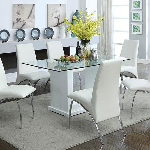 Eva White/Clear Dining Table - Premium Dining Table from FOA East - Just $524.55! Shop now at Furniture Wholesale Plus  We are the best furniture store in Nashville, Hendersonville, Goodlettsville, Madison, Antioch, Mount Juliet, Lebanon, Gallatin, Springfield, Murfreesboro, Franklin, Brentwood