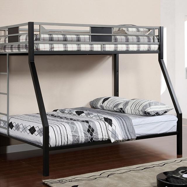 Clifton Silver/Gun Metal Twin/Full Bunk Bed - Premium Bunk Bed from FOA East - Just $491.40! Shop now at Furniture Wholesale Plus  We are the best furniture store in Nashville, Hendersonville, Goodlettsville, Madison, Antioch, Mount Juliet, Lebanon, Gallatin, Springfield, Murfreesboro, Franklin, Brentwood