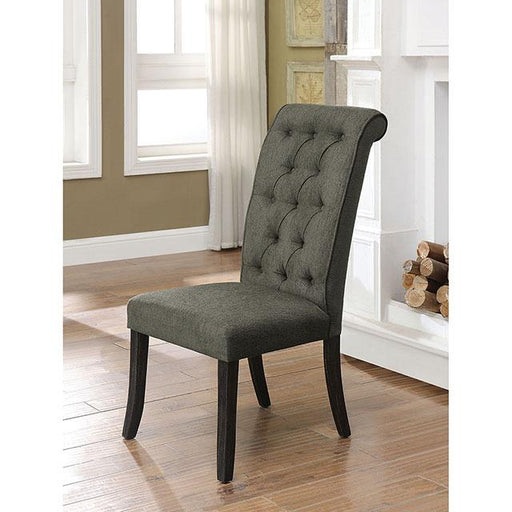 Sania III Gray/Antique Black Side Chair (2/CTN) - Premium Dining Chair from FOA East - Just $292.50! Shop now at Furniture Wholesale Plus  We are the best furniture store in Nashville, Hendersonville, Goodlettsville, Madison, Antioch, Mount Juliet, Lebanon, Gallatin, Springfield, Murfreesboro, Franklin, Brentwood