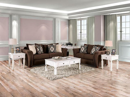 BELSIZE Loveseat, Chocolate/Tan - Premium Loveseat from FOA East - Just $1521! Shop now at Furniture Wholesale Plus  We are the best furniture store in Nashville, Hendersonville, Goodlettsville, Madison, Antioch, Mount Juliet, Lebanon, Gallatin, Springfield, Murfreesboro, Franklin, Brentwood