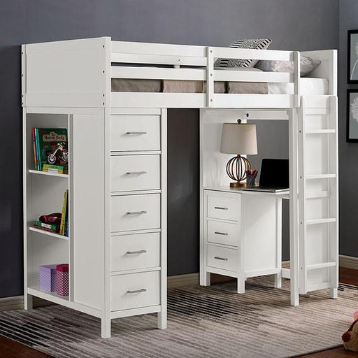 CASSIDY Twin Loft Bed w/ Drawers - Premium Loft Bed from FOA East - Just $1421.55! Shop now at Furniture Wholesale Plus  We are the best furniture store in Nashville, Hendersonville, Goodlettsville, Madison, Antioch, Mount Juliet, Lebanon, Gallatin, Springfield, Murfreesboro, Franklin, Brentwood