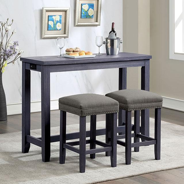 CAERLEON 3 Pc. Counter Ht. Table Set, Blue - Premium Dining Room Set from FOA East - Just $368.55! Shop now at Furniture Wholesale Plus  We are the best furniture store in Nashville, Hendersonville, Goodlettsville, Madison, Antioch, Mount Juliet, Lebanon, Gallatin, Springfield, Murfreesboro, Franklin, Brentwood